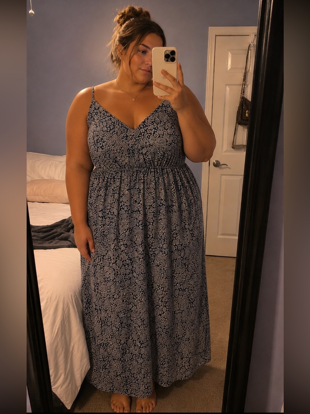 LOFT Blue and White Paisley Print Maxi Dress